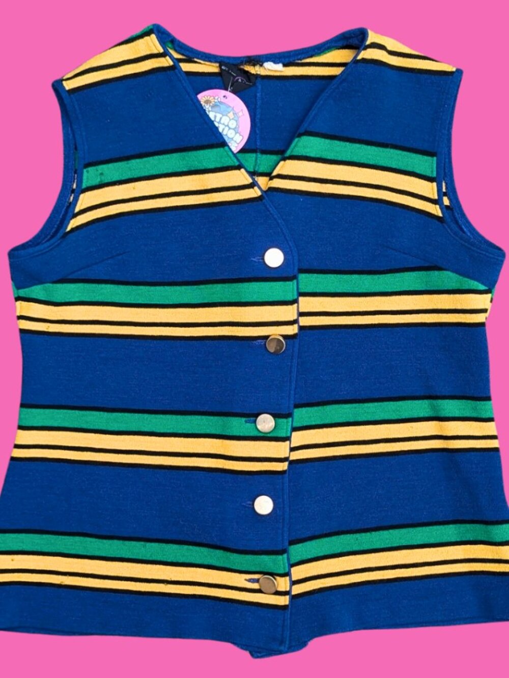 Vintage 1970's Funky, Colourful Vest Size M